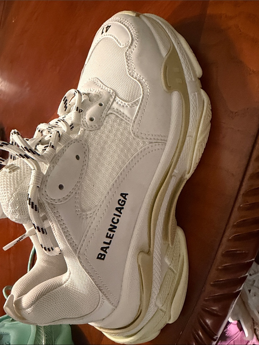 Balenciaga White and Off-White Chunky Triple S-Style Sneaker